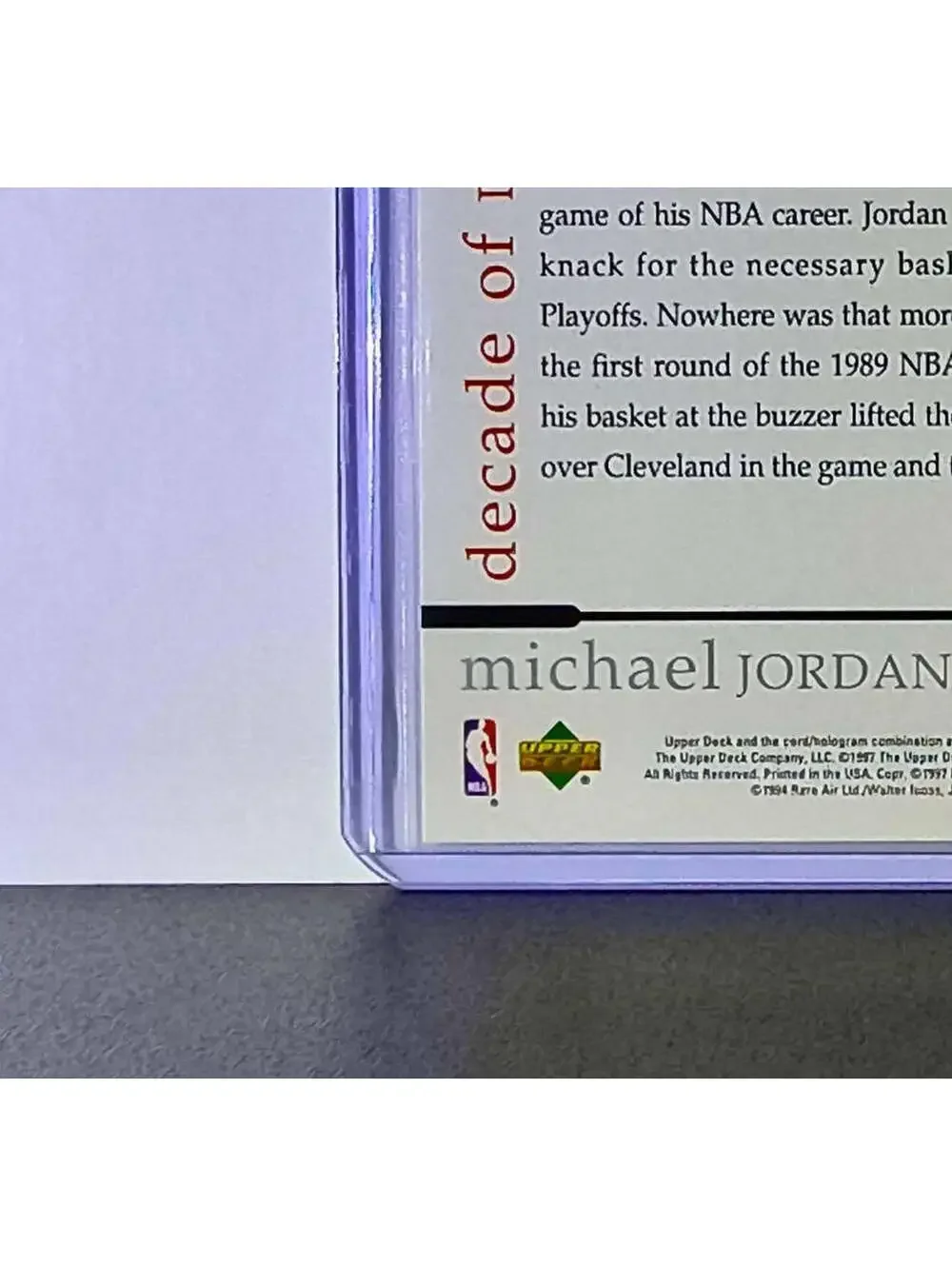 Michael Jordan 1997 Upper Deck Rare Air MJ Decade of Dominance #77 Card Bulls